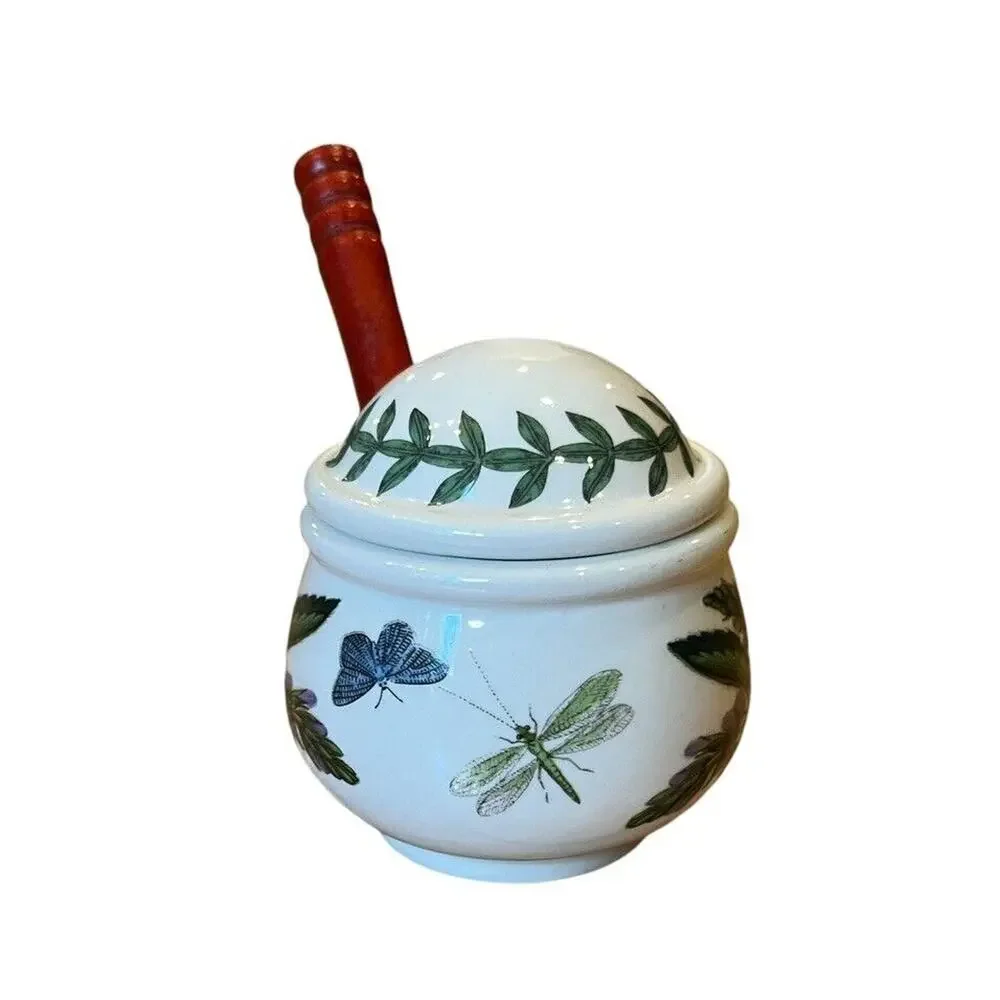 Portmeirion Botanic Garden Speedwell Condiment Pot & Lid Spoon Mustard Jam